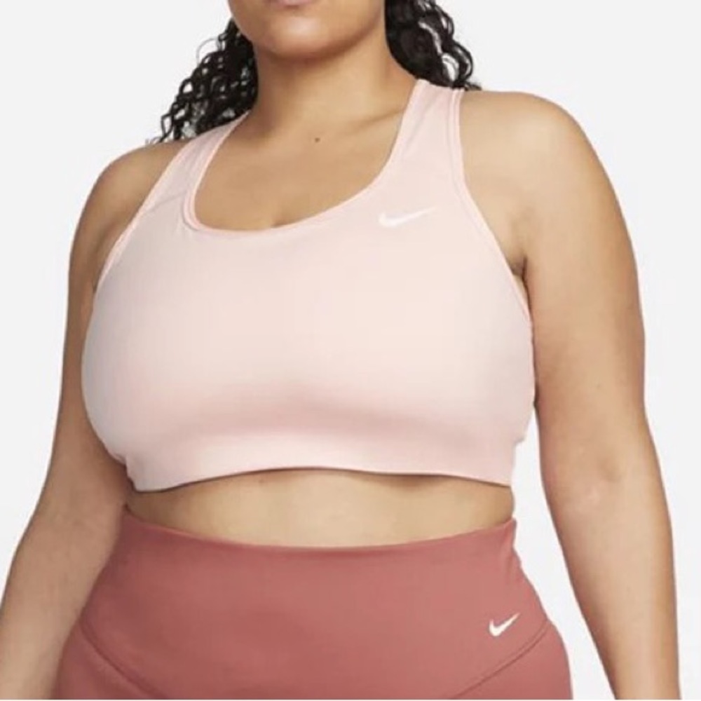 Nike Dri-Fit Swoosh Medium-Impact Sports Bra in Atmosphere Pink Sz 1X Training